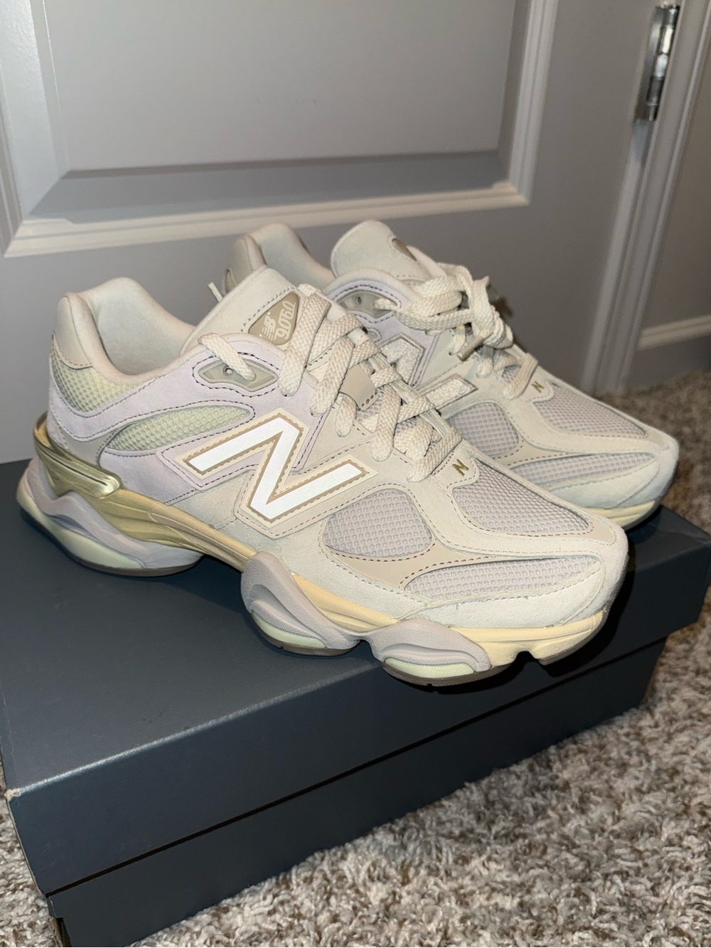 New Balance Women's Sneakers in Cream and Gold Accents